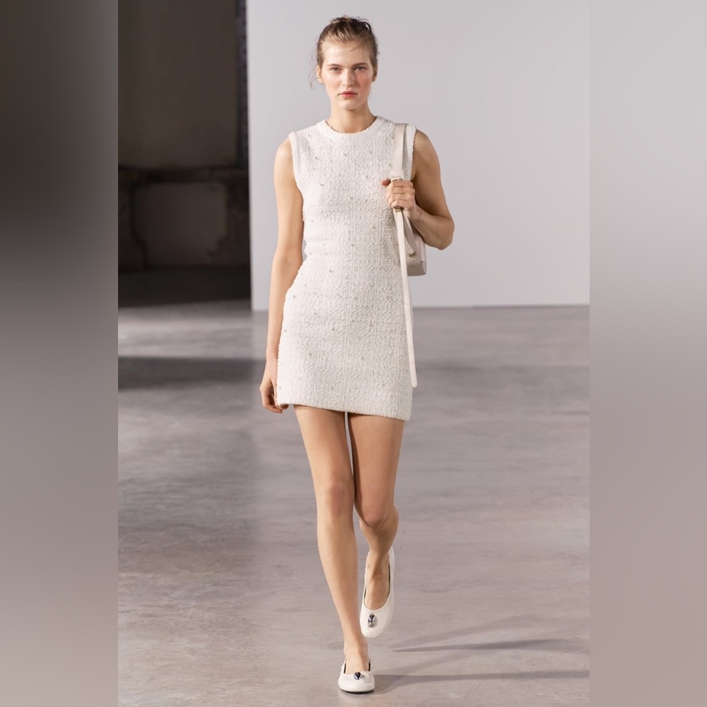 Zara PEARL TRIM KNIT MINI DRESS REF. 4331/006/712 190/016 - Picture 13 of 14